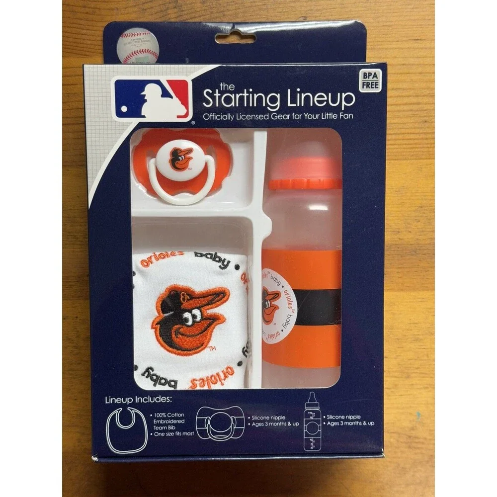 Baltimore Orioles MLB Baseball Baby The Starting Lineup Bib Bottle and Pacifier